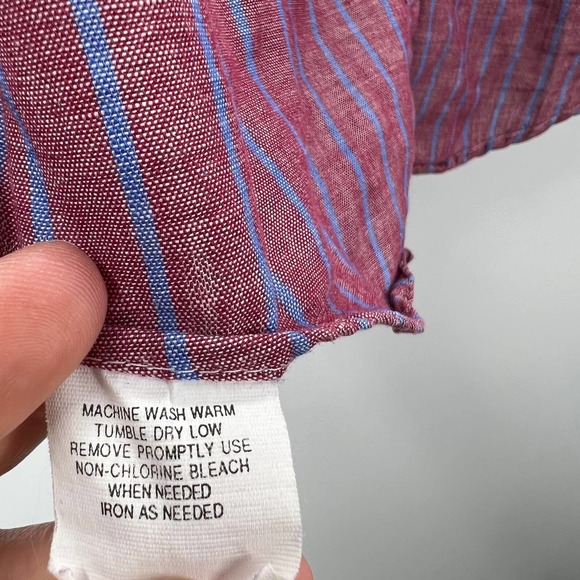 L. L. Bean Long Sleeve Vertical Striped Button Up Blouse Vintage USA Womens 4 - Picture 4 of 9